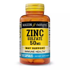Цинку Сульфат 50 мг, Zinc Sulfate, Mason Natural, 100 капсул - фото