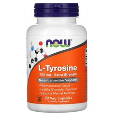 Тирозин, L-Tyrosine, Now Foods, 750 мг, 90 капсул - фото