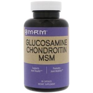 Глюкозамин, хондроитин и МСМ, Glucosamine Chondroitin MSM, MRM, 90 капсул - фото