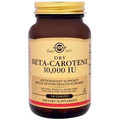 Бета каротин (Beta Carotene), Solgar, 10000 МО, 250 таблеток - фото