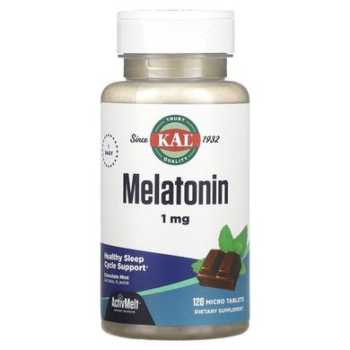 Мелатонин, Melatonin, Kal, вкус шоколада и мяты, 1 мг, 120 таблеток - фото