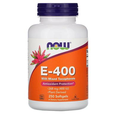 Вітамін Е, Natural E-400, Now Foods, 250 капсул - фото