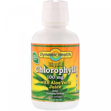 Хлорофіл для травлення з алое вера, Chlorophyll, Dynamic Health Laboratories, м'ятний смак, 100 мг, 473 мл - фото