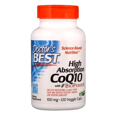 Коензим Q10, CoQ10 with BioPerine, Doctor's Best, биоперин, 100 мг, 120 капсул - фото