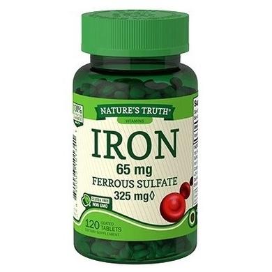 Залізо, Iron, 65 мг, Nature's Truth, 120 вегетаріанських таблеток - фото