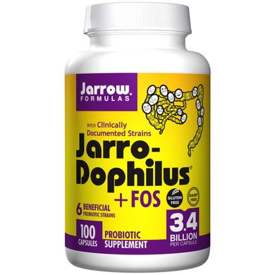 Пробіотики (дофилус + ФОС), Jarro-Dophilus + FOS, Jarrow Formulas, 100 капсул - фото