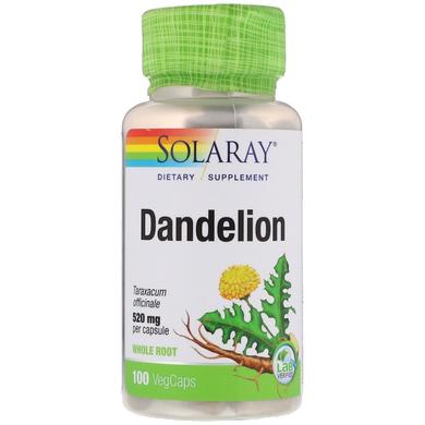 Одуванчик, Dandelion, Solaray, 520 мг, 100 капсул - фото
