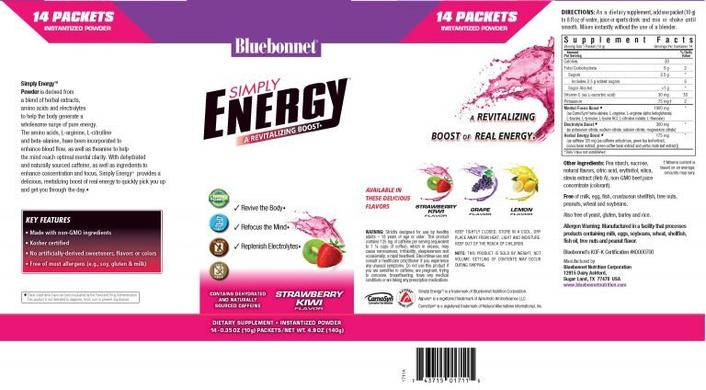 Энергетический напиток в порошке, Bluebonnet Nutrition, вкус клубники, 14 пакетиков по 10 г - фото