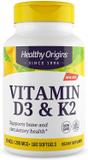 Витамин Д3 и К2, Vitamin D3 + K2, Healthy Origins, 50 мкг/200 мкг, 180 гелевых капсул, фото