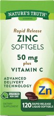 Цинк + витамин C, Nature's Truth, 50 мг, 120 гелевых капсул - фото