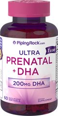 Витамины для беременных с Омега-3, Prenatal Multivitamin with DH, Piping Rock, 60 капсул - фото