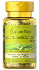 Астаксантин, Natural Astaxanthin, Puritan's Pride, 5 мг, 30 капсул - фото