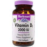 Вітамін Д3, Vitamin D3, Bluebonnet Nutrition, 2000 МО, 250 капсул, фото