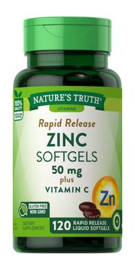 Цинк + вітамін C, Nature's Truth, 50 мг, 120 гелевих капсул - фото