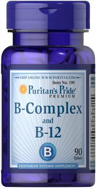 Витамины группы В, Vitamin B-Complex and Vitamin B-12, Puritan's Pride, 90 таблеток - фото