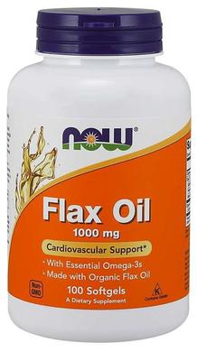 Лляна олія, Flax Oil, Now Foods, органік, 1000 мг, 100 гелевих капсул - фото