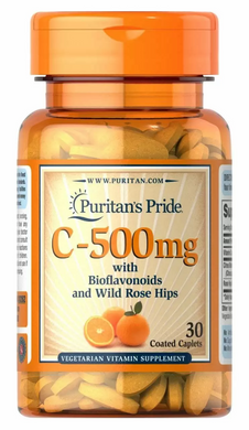 Витамин С с биофлавоноидами и шиповником, Vitamin C, Puritan's Pride, 500 мг, 30 капсул - фото