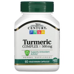 Екстракт куркуми, Turmeric, 500 мг, 21st Century, 60 капсул - фото