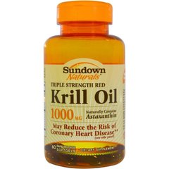 Масло криля, Krill Oi, Sundown Naturals, 1000 мг, 60 капсул - фото