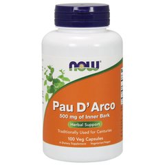 По д'арко, Pau D' Arco, Now Foods, 500 мг, 100 капсул - фото