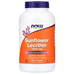 Подсолнечный лецитин, Sunflower Lecithin, Now Foods, 1200 мг, 200 капсул - фото