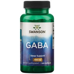 ГАМК (гамма-аминомасляная кислота), GABA, Swanson, 500 мг, 100 капсул - фото