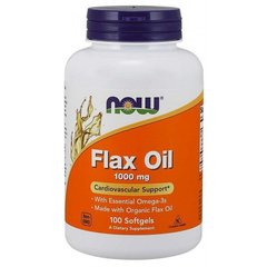 Льняное масло, Flax Oil, Now Foods, органик, 1000 мг, 100 гелевых капсул - фото