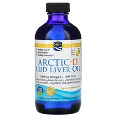 Рыбий жир из печени трески и Д3, Arctic-D Cod Liver Oil, Nordic Naturals, лимон, 237 мл - фото