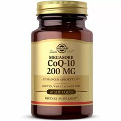 Коэнзим Q10, Megasorb CoQ-10, Solgar, 200 мг, 30 гелевых капсул - фото