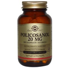 Поликозанол (Policosanol), Solgar, 20 мг, 100 капсул - фото