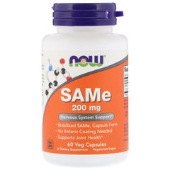 SAM-e (S-Аденозилметионин) 200 мг, Now Foods, 60 желатинових капсул - фото