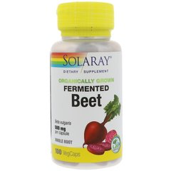 Свекла ферментированная, корень, Beet, Solaray, органик, 500 мг, 100 вегетарианских капсул - фото