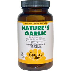 Часникове масло, Nature's Garlic, Country Life, 180 капсул - фото
