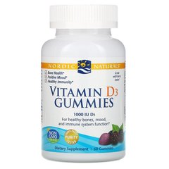 Витамин Д3 (лесные ягоды), Vitamin D3, Nordic Naturals, 1000 МЕ, 60 желе - фото