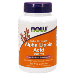 Альфа-липоевая кислота, Alpha Lipoic Acid, Now Foods, 600 мг, 120 капсул - фото