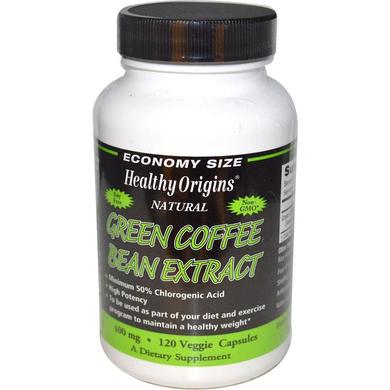 Кофе для похудения, Healthy Origins, экстракт зеленого кофе, 400 мг, 120 капсул - фото