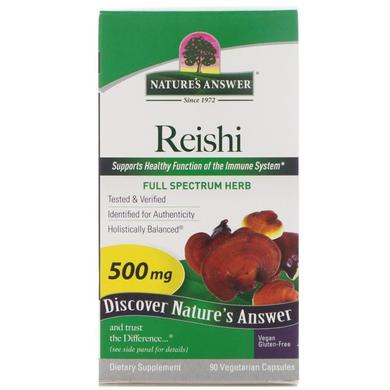 Гриби рейші (Reishi), Nature's Answer, 500 мг, 90 капсул - фото