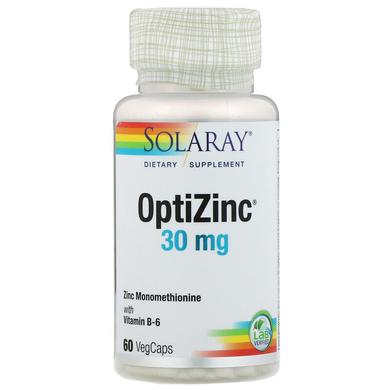 Оптицинк, OptiZinc, Solaray, 30 мг, 60 капсул - фото