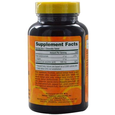 Вітамін С жувальний (апельсин), Vitamin C, Nature's Plus, 100 мг, 180 таблеток - фото