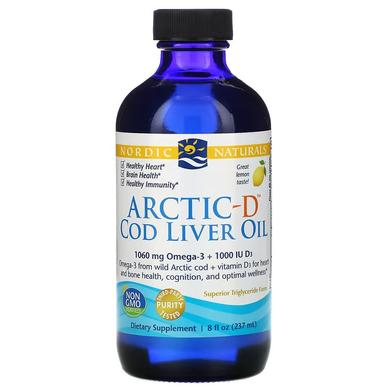 Риб'ячий жир з печінки тріски і Д3, Arctic-D Cod Liver Oil, Nordic Naturals, лимон, 237 мл - фото