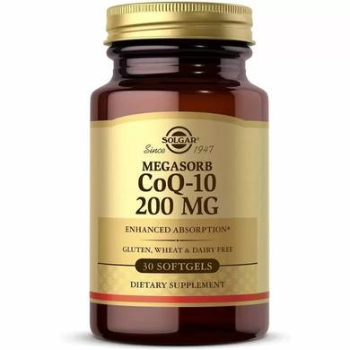 Коензим Q10, Megasorb CoQ-10, Solgar, 200 мг, 30 гелевих капсул - фото