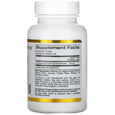 Коензим ферментований, CoQ10, California Gold Nutrition, 100 мг, 120 капсул - фото