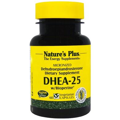 ДГЕА-25 з біоперином, DHEA-25 With Bioperine, Nature's Plus, 60 вегетаріанських капсул - фото