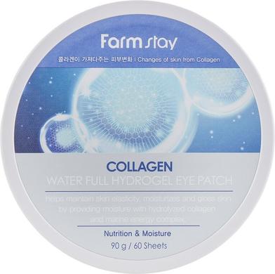 Патчи для глаз с коллагеном, Collagen Water Full Hydrogel Eye Patch, FarmStay, 90 г - фото
