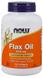 Льняное масло, Flax Oil, Now Foods, органик, 1000 мг, 100 гелевых капсул, фото – 1