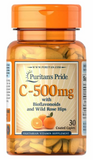 Витамин С с биофлавоноидами и шиповником, Vitamin C, Puritan's Pride, 500 мг, 30 капсул, фото