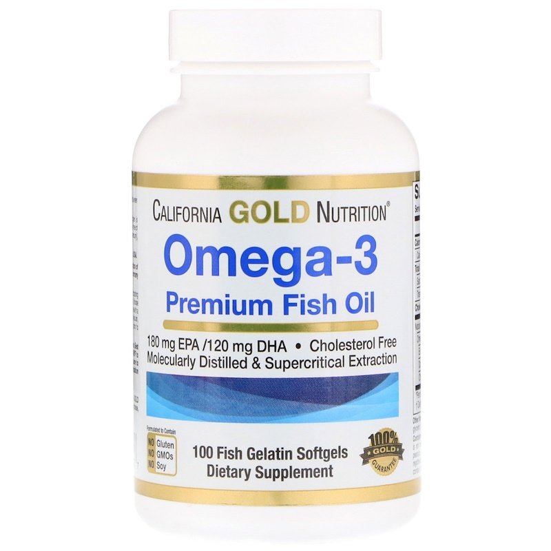 Омега-3 Premium Fish Oil, California Gold Nutrition, 100 капсул - фото